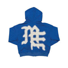 MIXED EMOTION Blue ‘End’ Rhinestone Hoodie