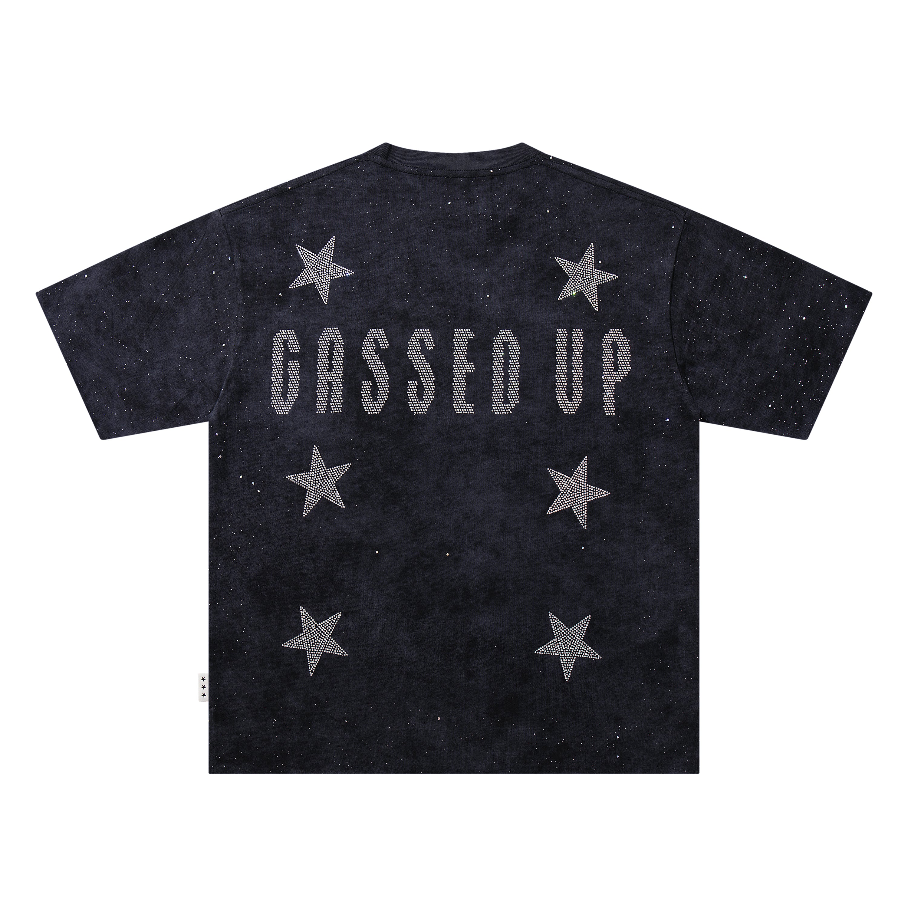 BKYS Cased DJ Star Rhinestone Black Washed Oversized Graphic T-Shirt